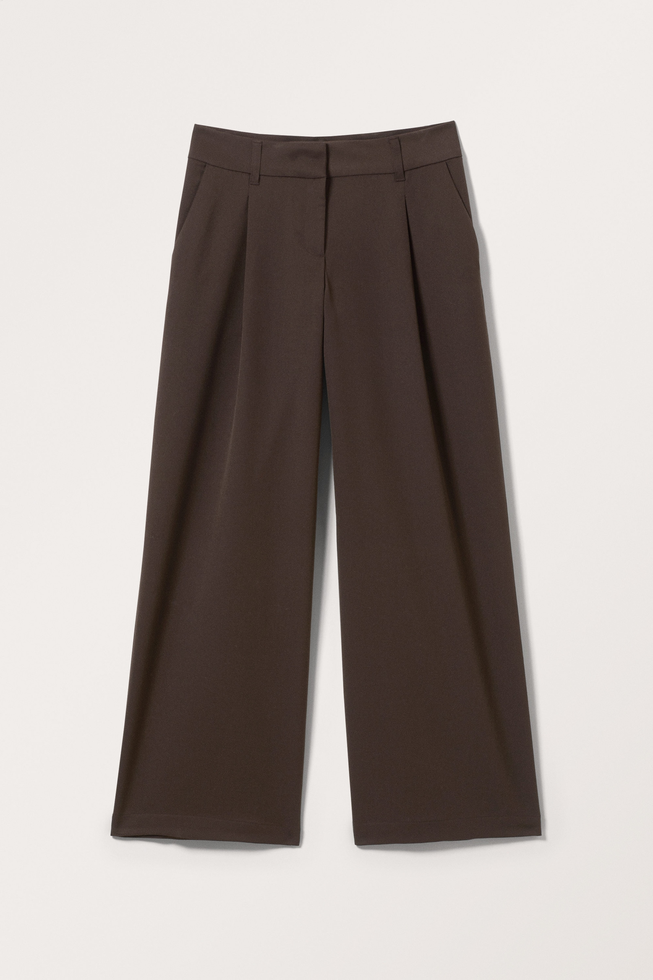 Dark Brown - Low waist wide leg tailored trousers - 0