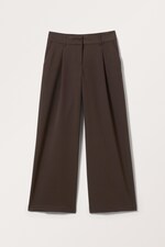 Dark Brown - Low waist wide leg tailored trousers - 0
