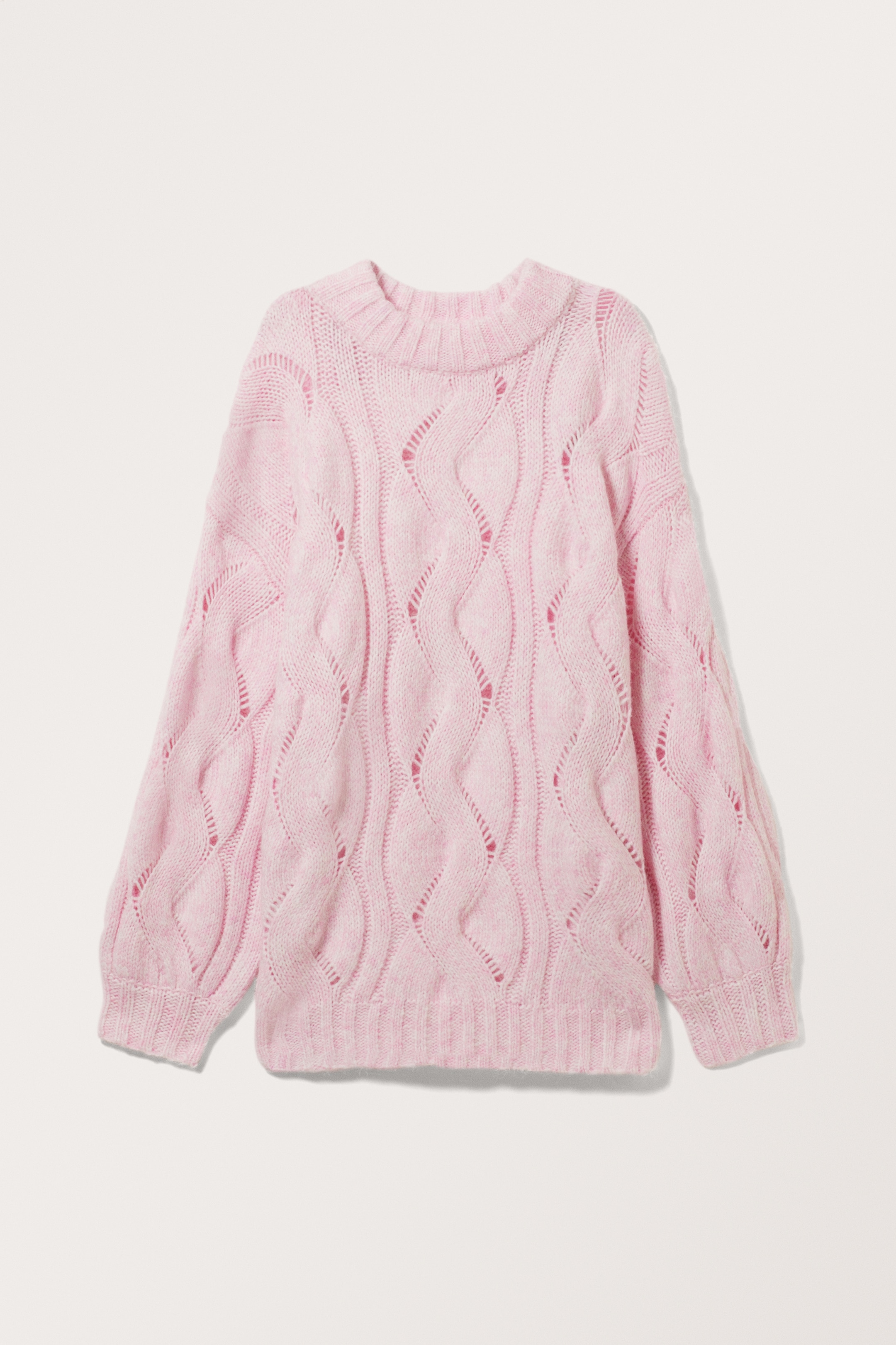 Grotere afbeelding bekijken: Oversized gebreide kabeltrui - Lichtroze - DAMES | H&M NL 1