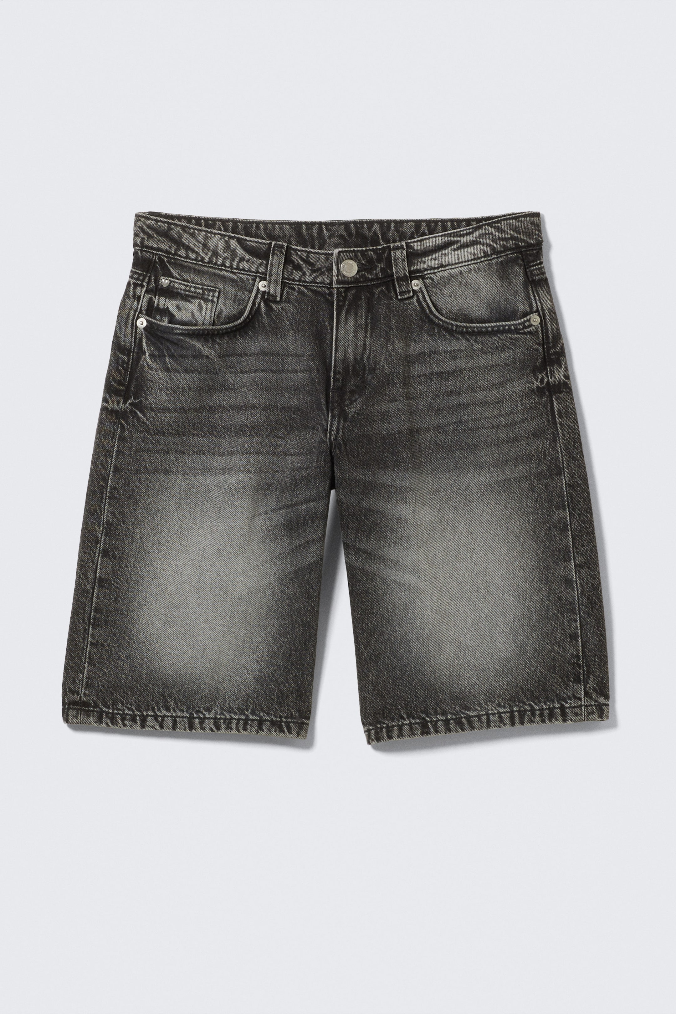 Haunted Black - Black - Imoo Low-Rise Wide Leg Denim Shorts - 4