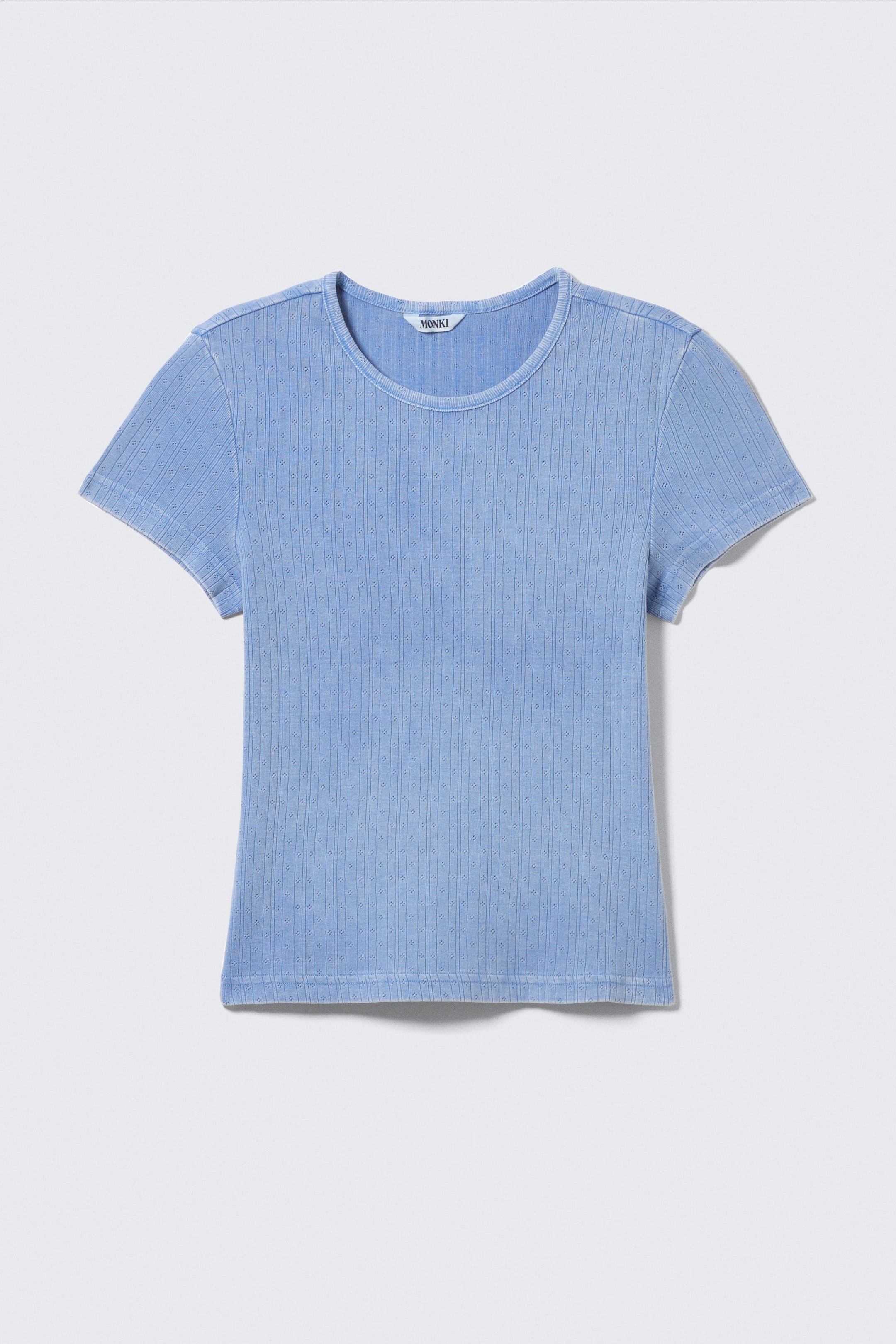 Dusty Blue - Soft Short-Sleeved Pointelle Top - 1