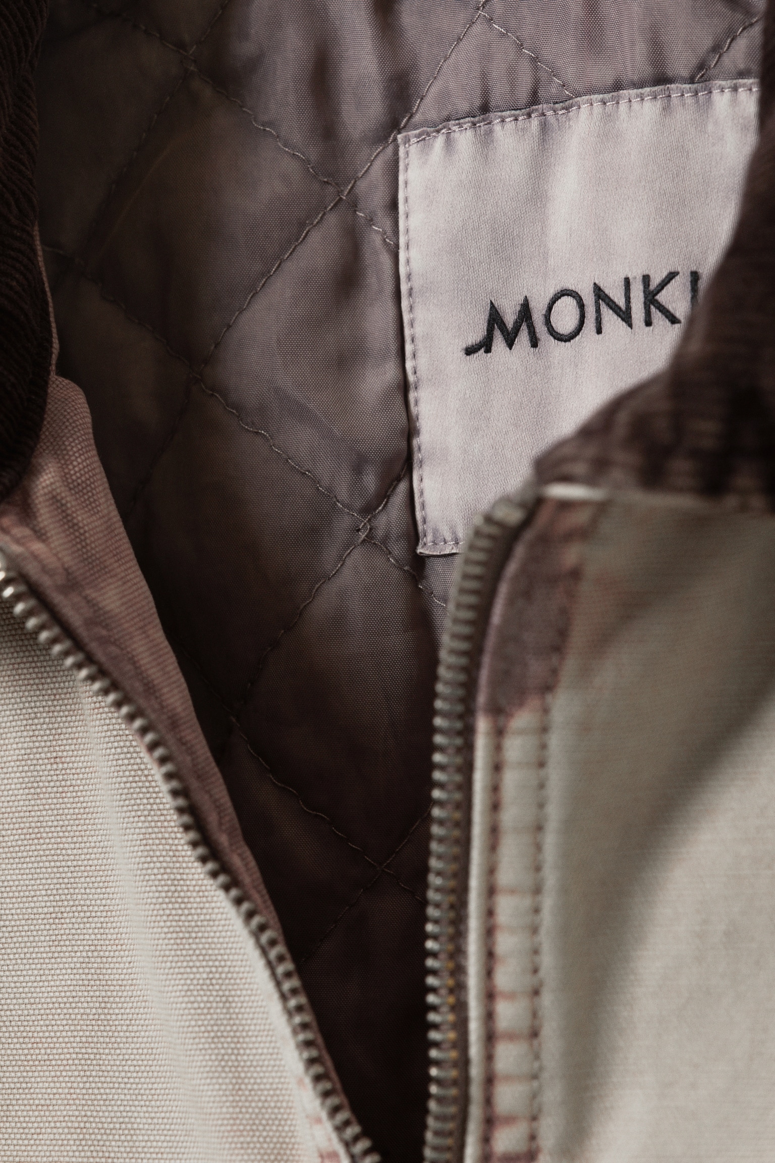 Padded Cotton Canvas Jacket - Pinkish Beige/Black/Dark Brown - 7