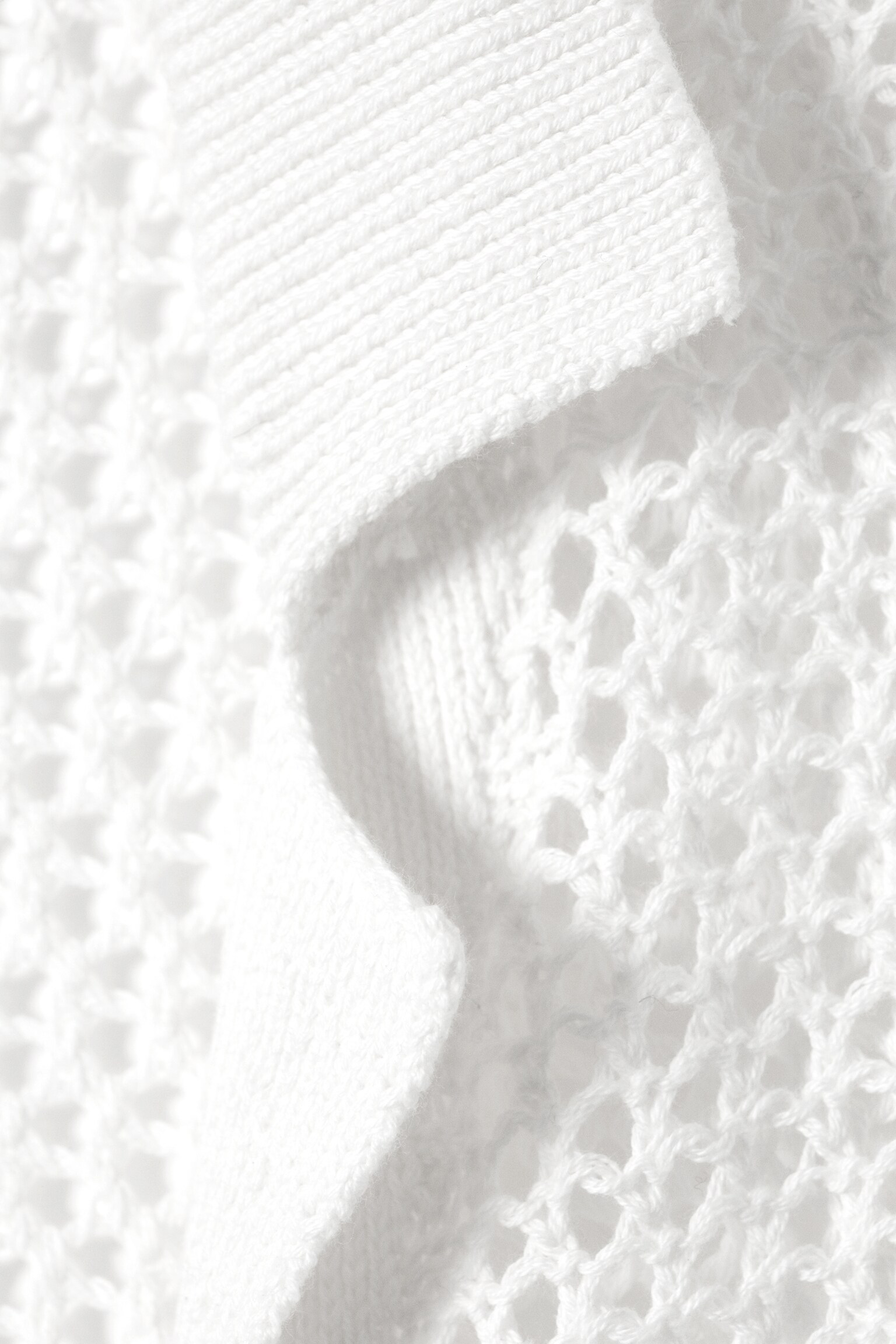 Open-Knit Button-Up Cardigan - Dusty White/Black - 7