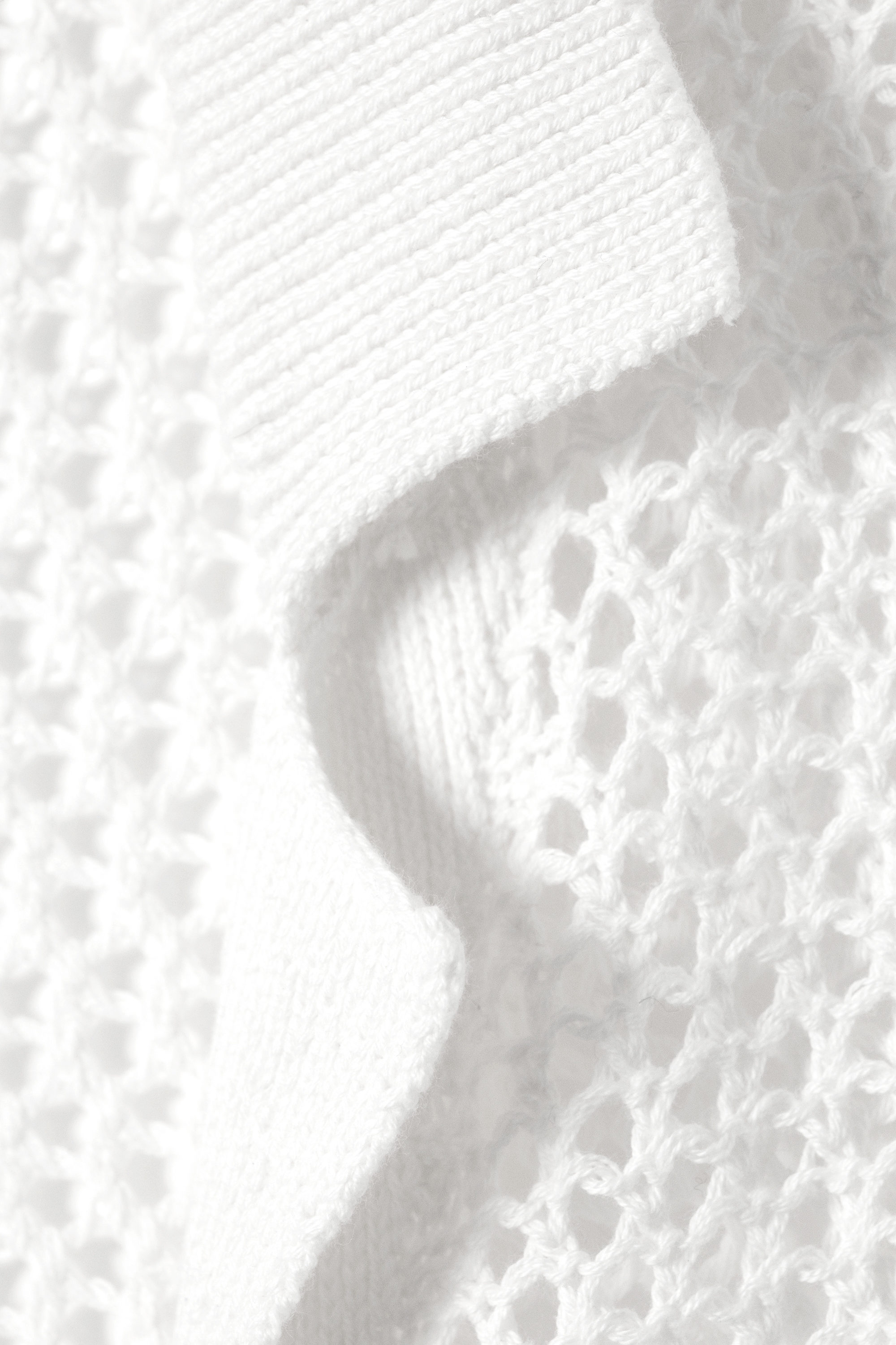 Blasses Weiß - Offen gestrickter Cardigan mit Knopfleiste - 6