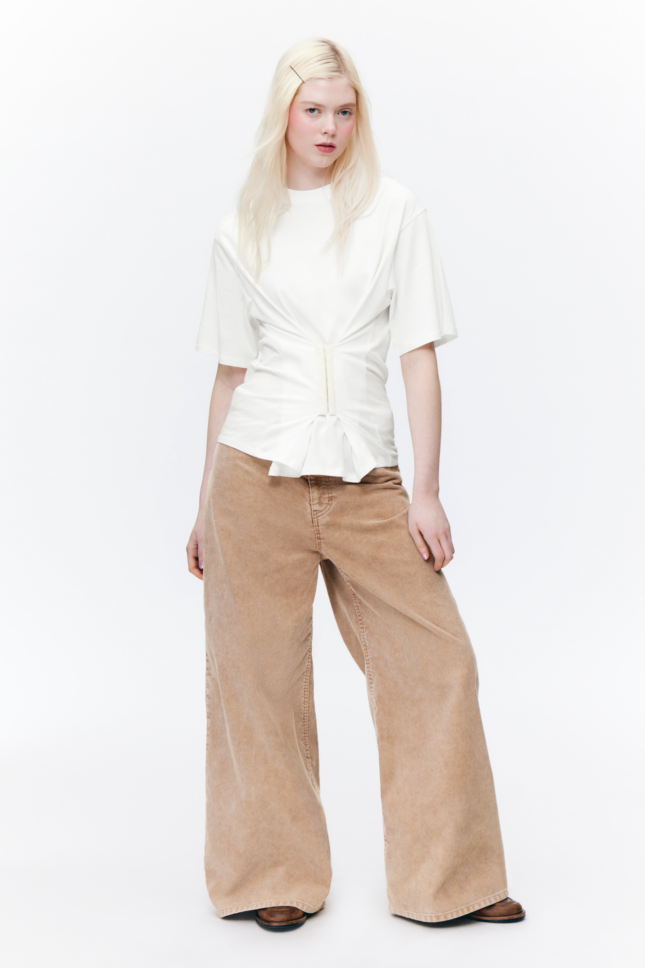 View larger image: Short-Sleeved Cinched Top - White - Ladies | H&M GB 2