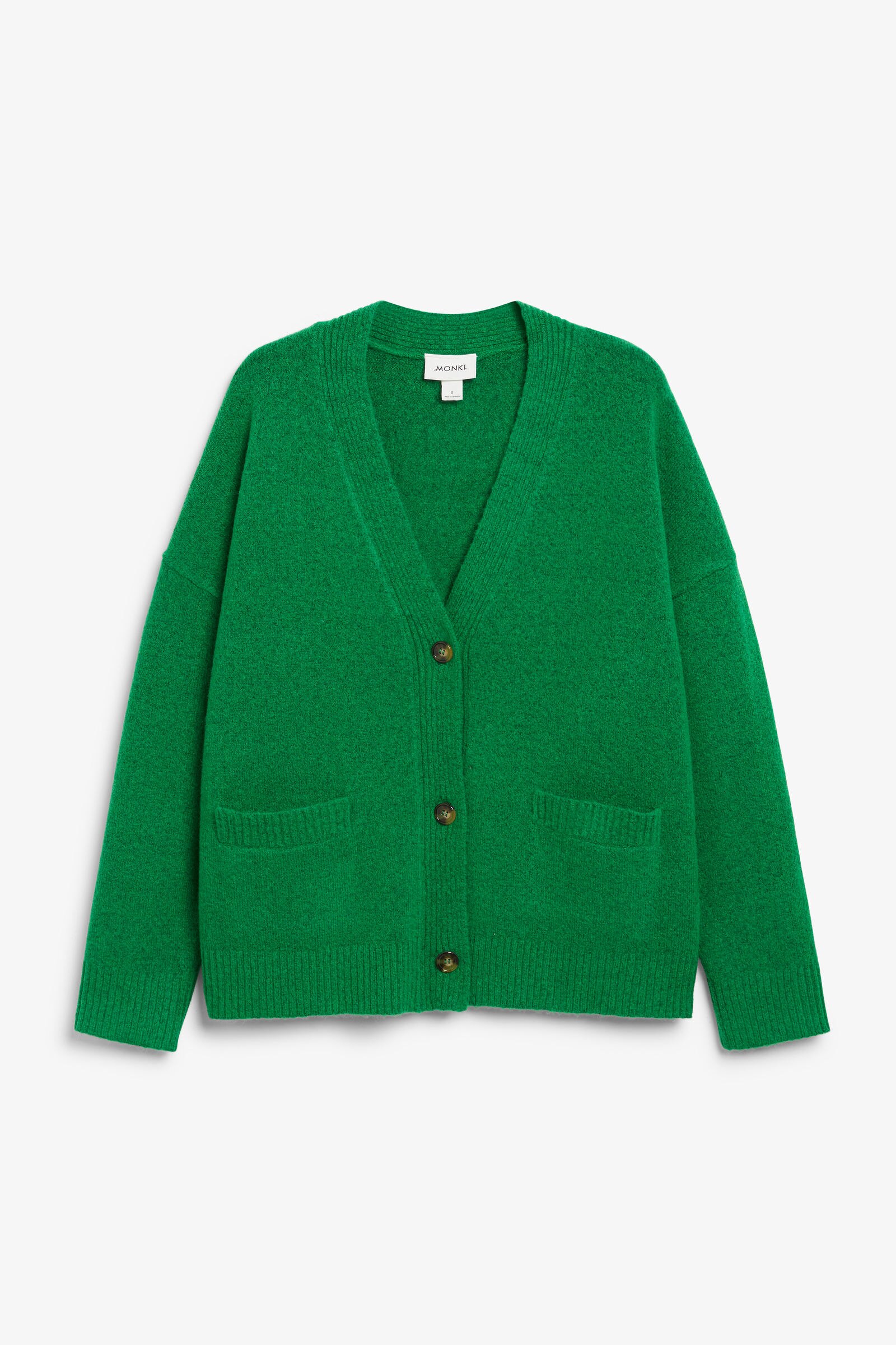 relaxed knitted cardigan - Kelly green | Monki GB