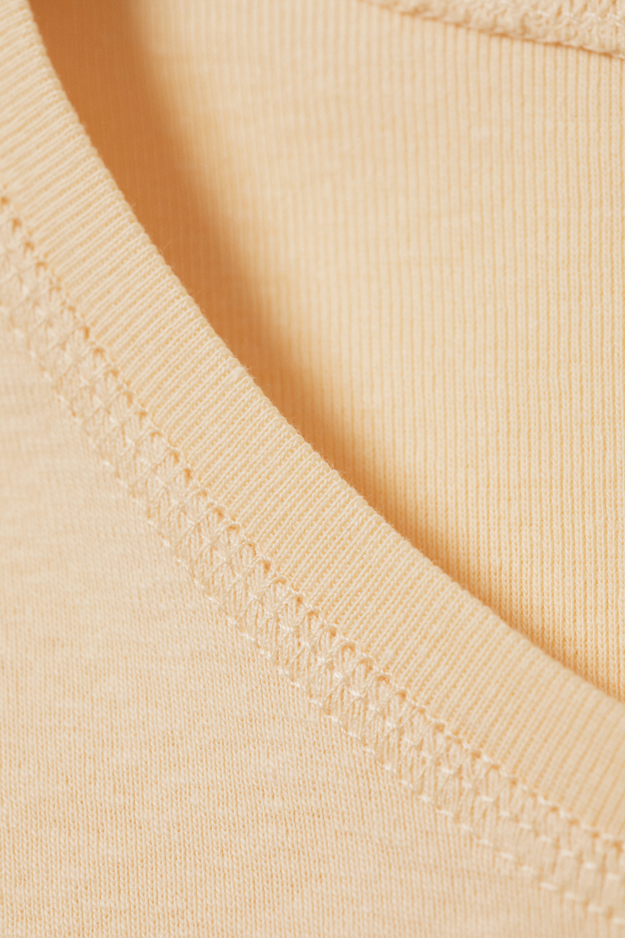 Light Yellow - Cropped Fitted Cotton T-Shirt - 4