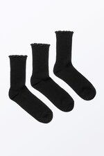 Black - 3-pack Frill Socks - 0