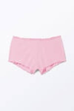 Pink - Ribbed Frilled Mini Shorts - 3