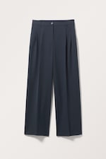 Navy Blue - Wide Leg Trousers - 0