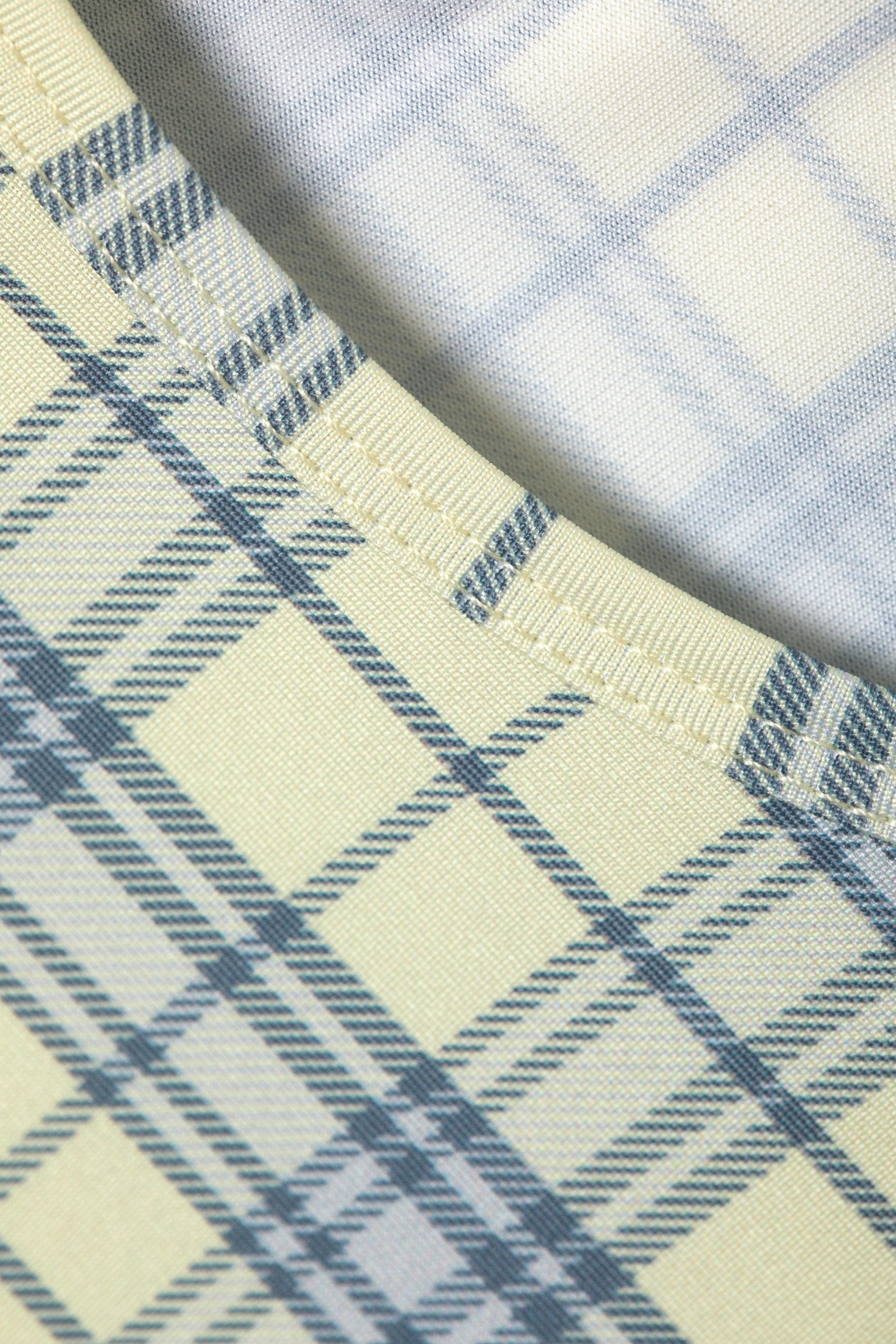 Yellow - Blue Check - Cropped t-shirt - 1