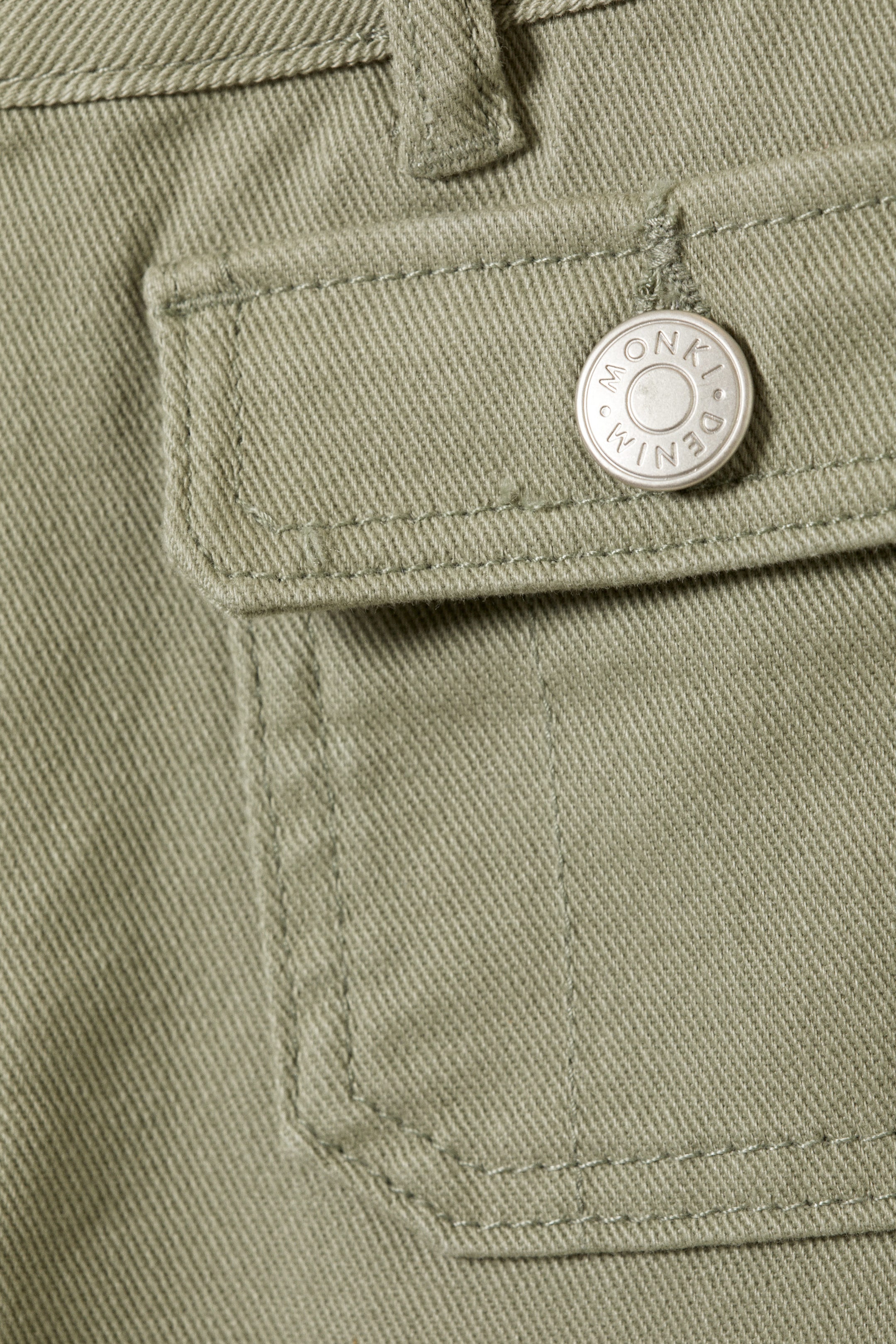 Khaki Green - Low Waisted Bootcut Twill Trousers - 5