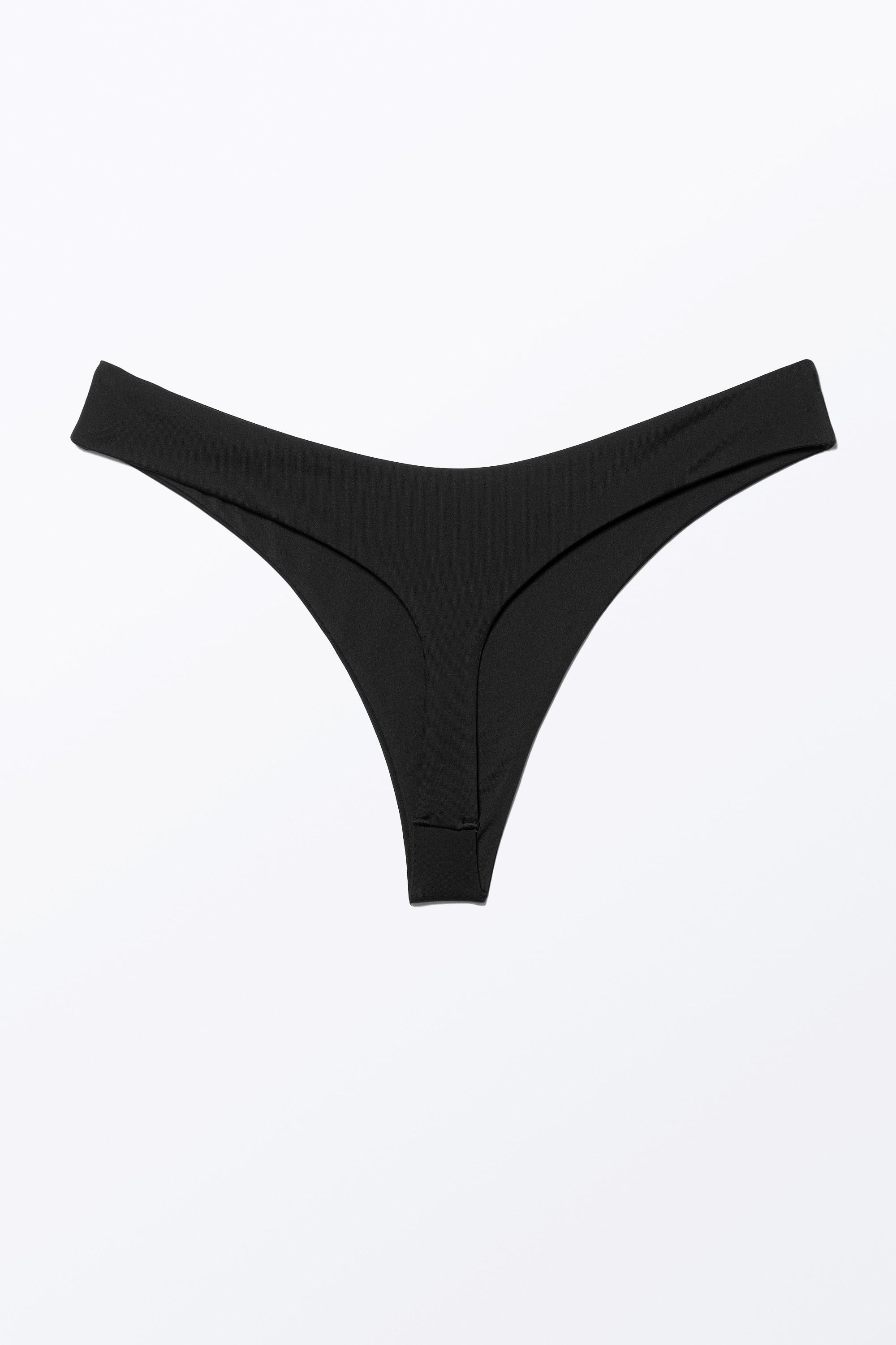 V-Shaped Thong Bikini Bottoms - Black