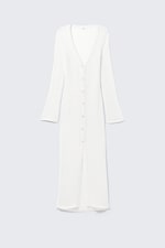 Vit - Öppen-stickad v-ringad maxi-Cardigan - 4