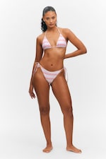 Lila und rote Streifen - Bedrucktes Neckholder-Triangel-Bikinioberteil - 1