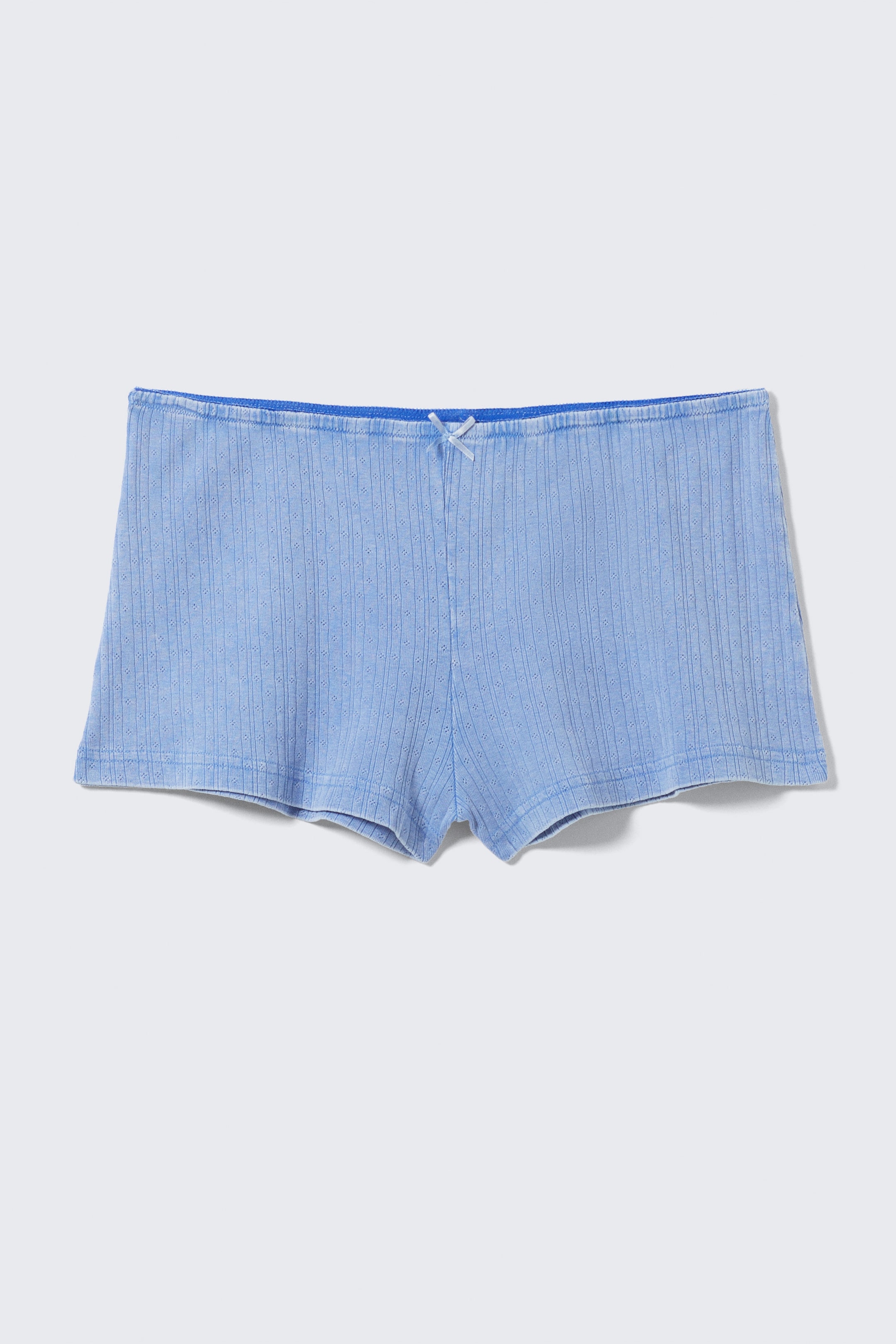 Dusty Blue - Soft Pointelle Pyjama Shorts - 1