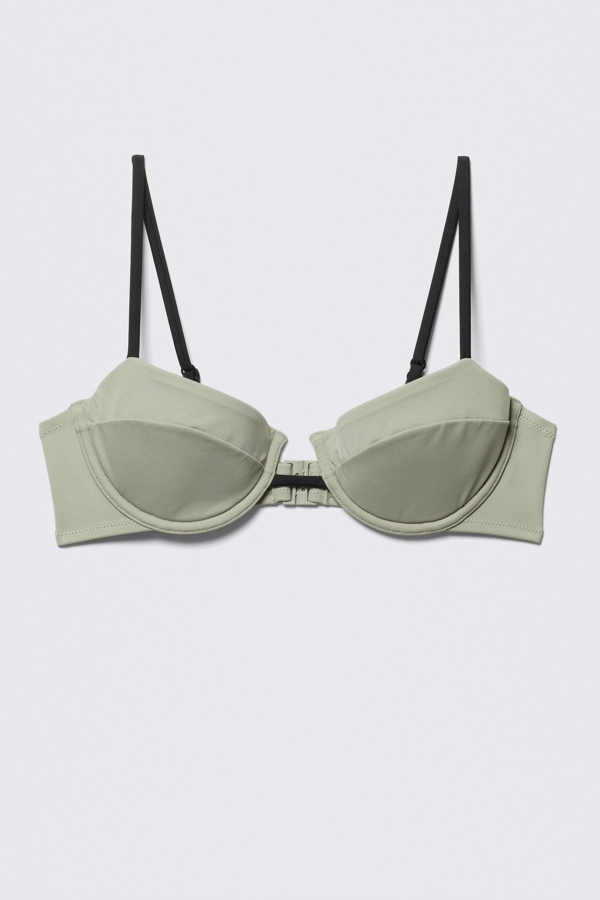 Haut de maillot matelassé à armatures - Vert kaki clair/Noir