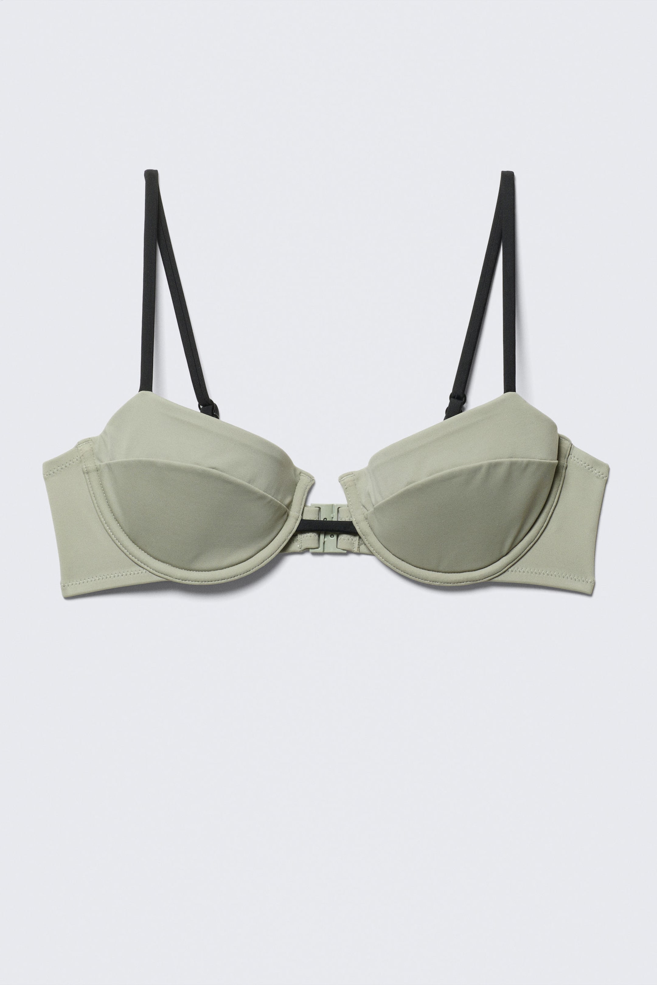 Light Khaki Green - Underwired Padded Bikini Top - 3