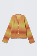 Verlauf in Orange und Gelb - Strickjacke mit Farbverlauf und V-Ausschnitt - 0