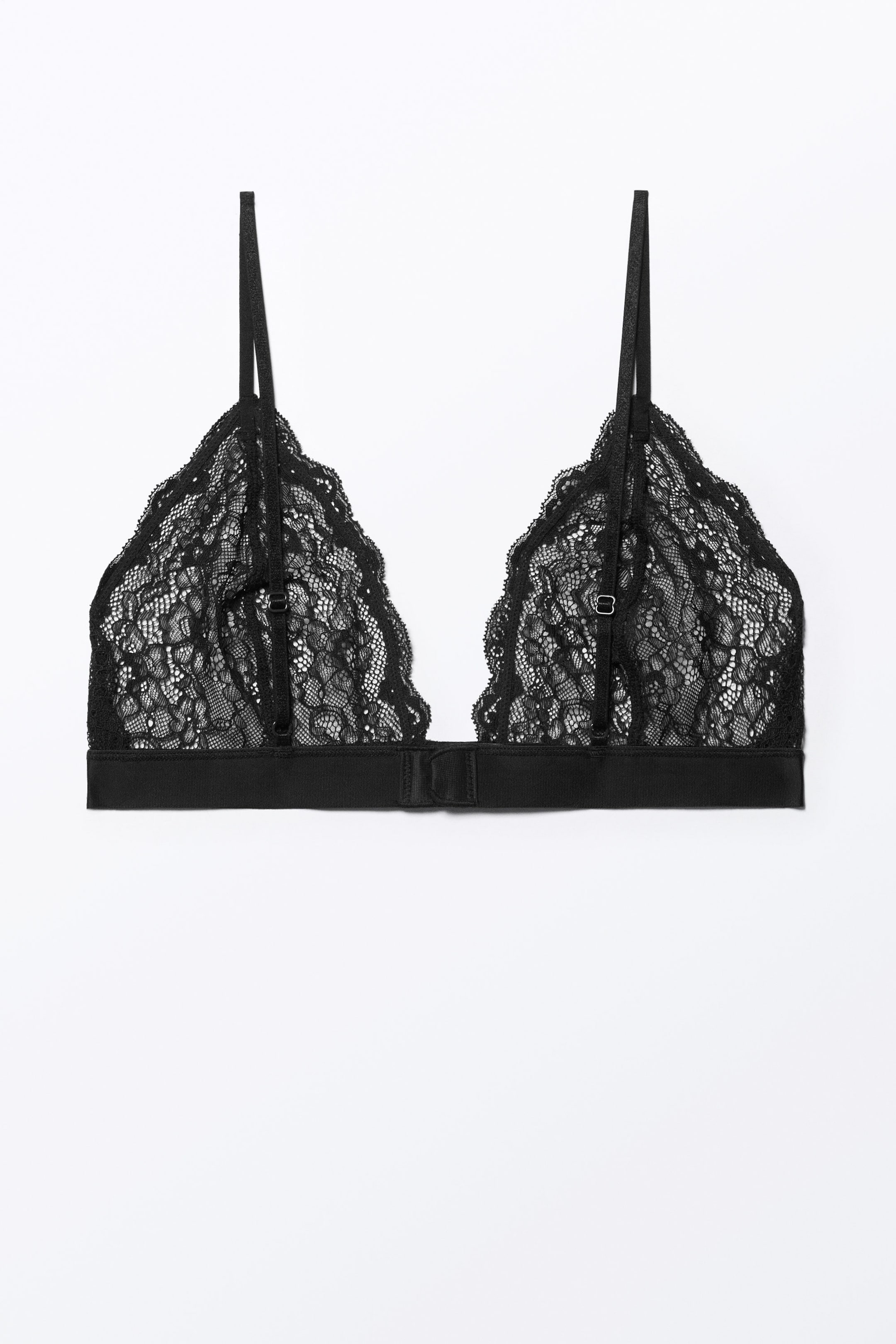 Black - Lacey Soft Lace Triangle Bra - 2