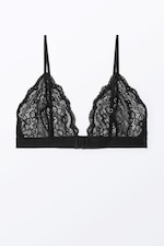 Black - Lacey Soft Lace Triangle Bra - 1