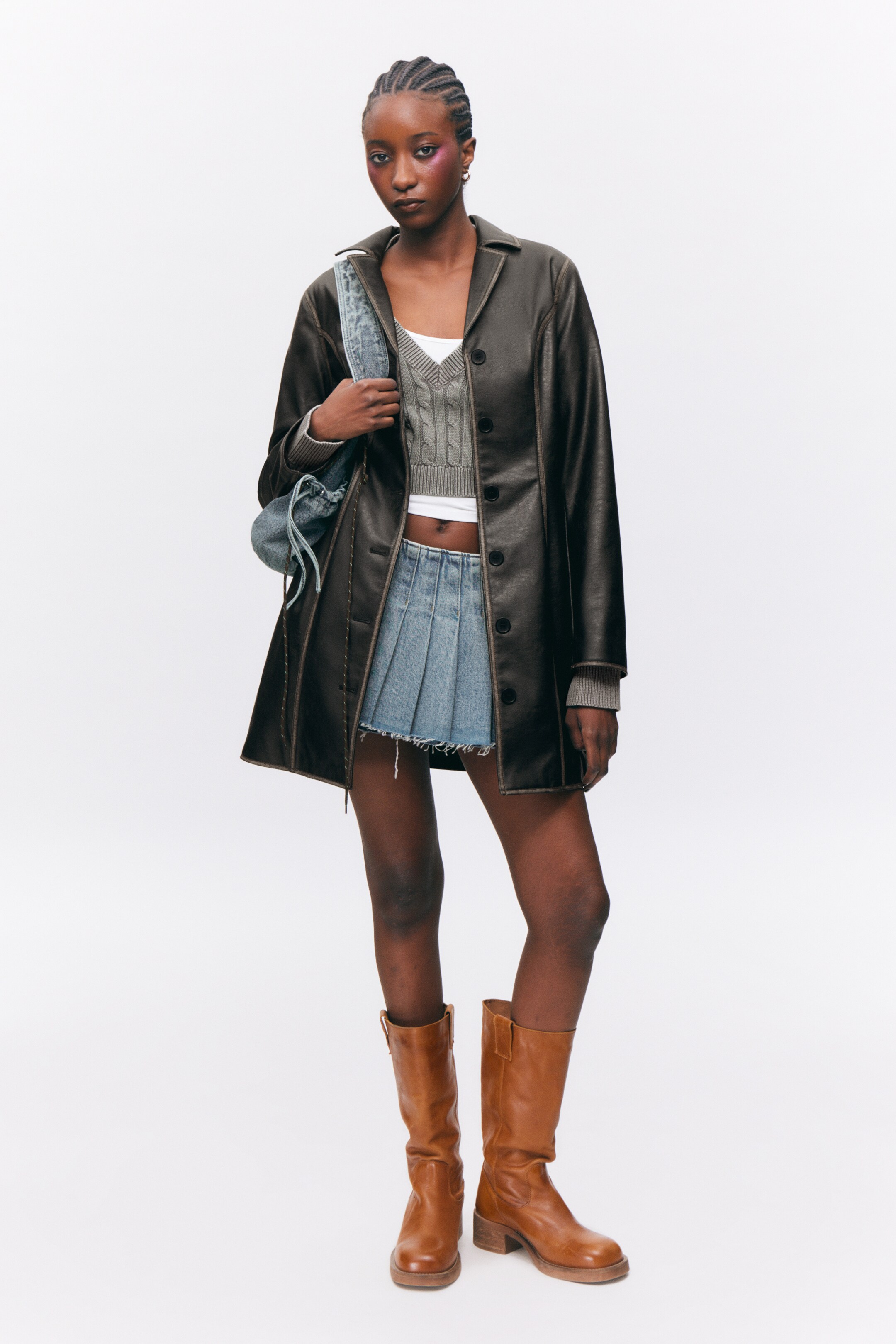 Grösseres Bild ansehen: Knielanger Kunstledermantel - Schwarz - DAMEN | H&M CH 1