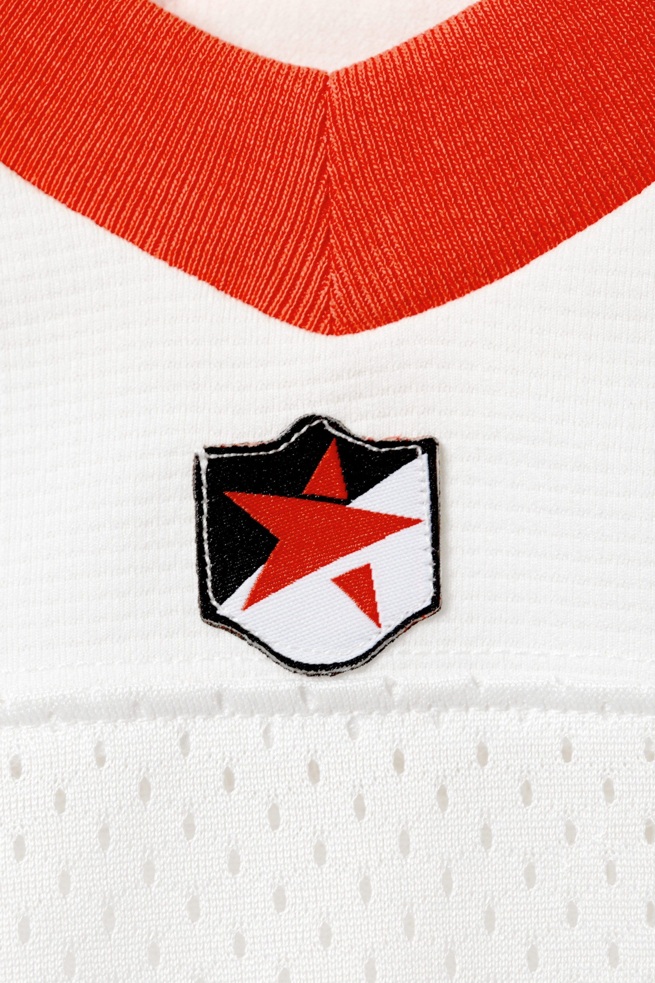 White/Red - Oversized Cropped Mesh T-shirt - 5