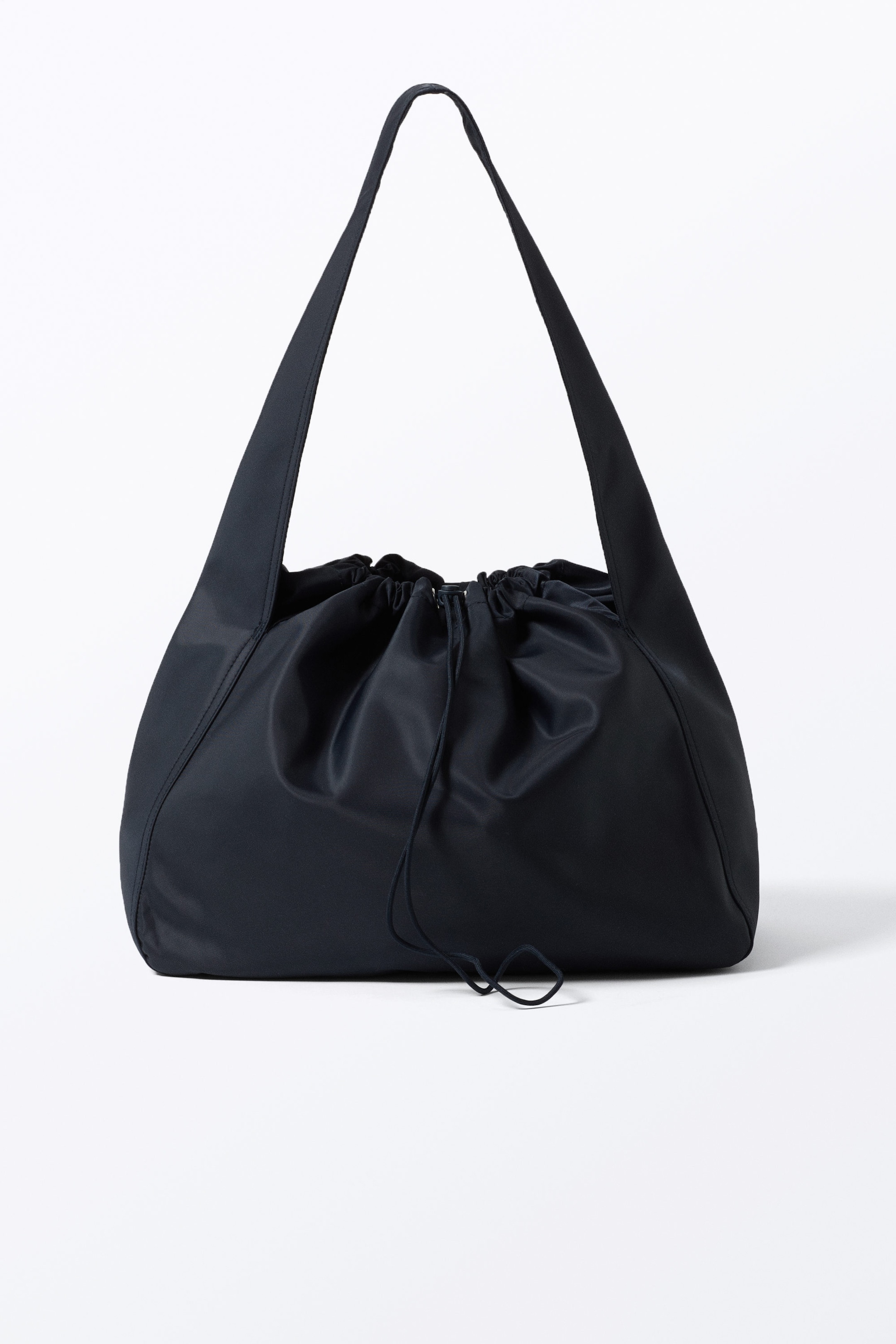 Dark Blue - Large Rectangular Drawstring Shoulder Bag - 0