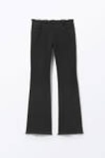 Black - Frayed Low Waist Twill Trousers - 4
