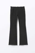 Black - Frayed Low Waist Twill Trousers - 0