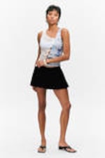 Black - Low Rise Flared Mini Skort - 0