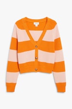 Pink and orange - Chunky cropped cardigan - 0