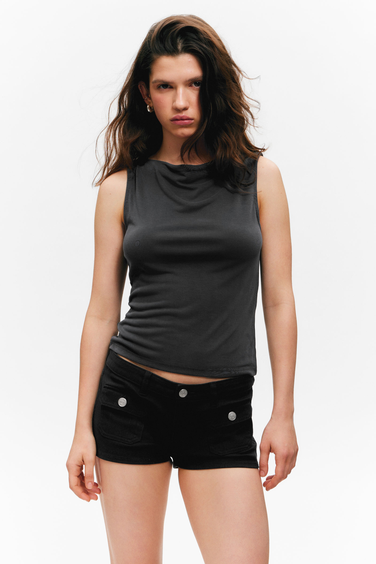 トップス draw boatneck tanktop BOAT-NECK TANK TOP - KHAKI | COS