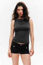 Anthrazit - Superweiches ärmelloses Top mit U-Boot-Ausschnitt - 0