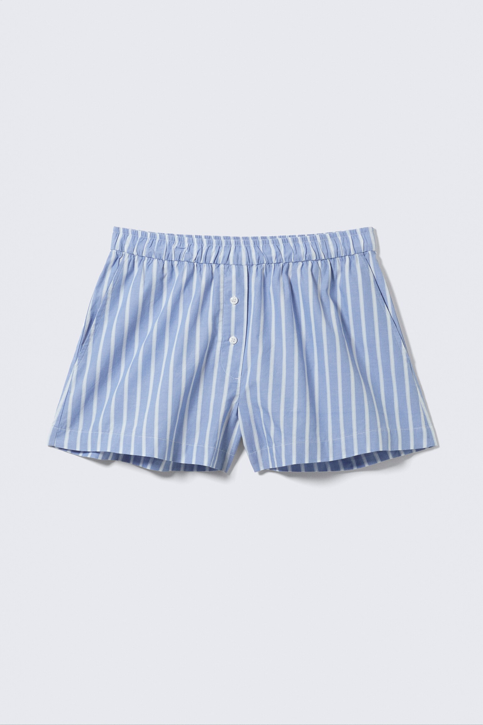Relaxed Cotton Boxer Shorts - Striped Blue - 5