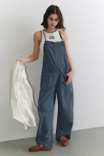 Blau - Jeans-Latzhose mit Bindeverschluss - 0