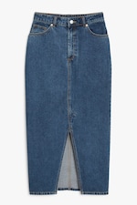 Mittelblau - Jeansrock in Midilänge - 0