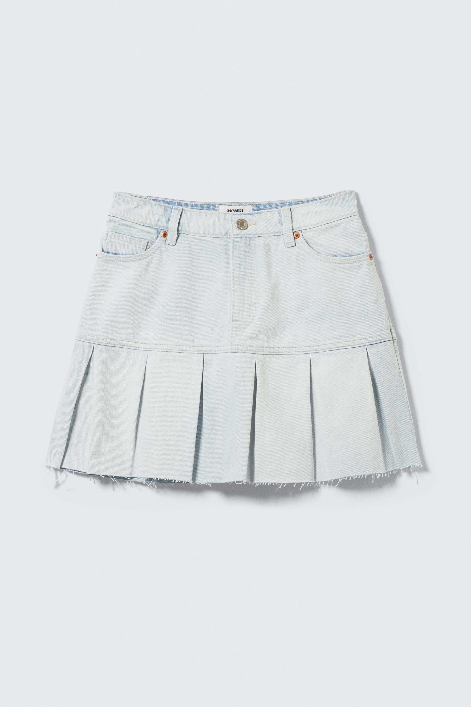 Pleated Mini Denim Skirt - Fluid Blue - Light Blue/Fresh Blue - Light Blue