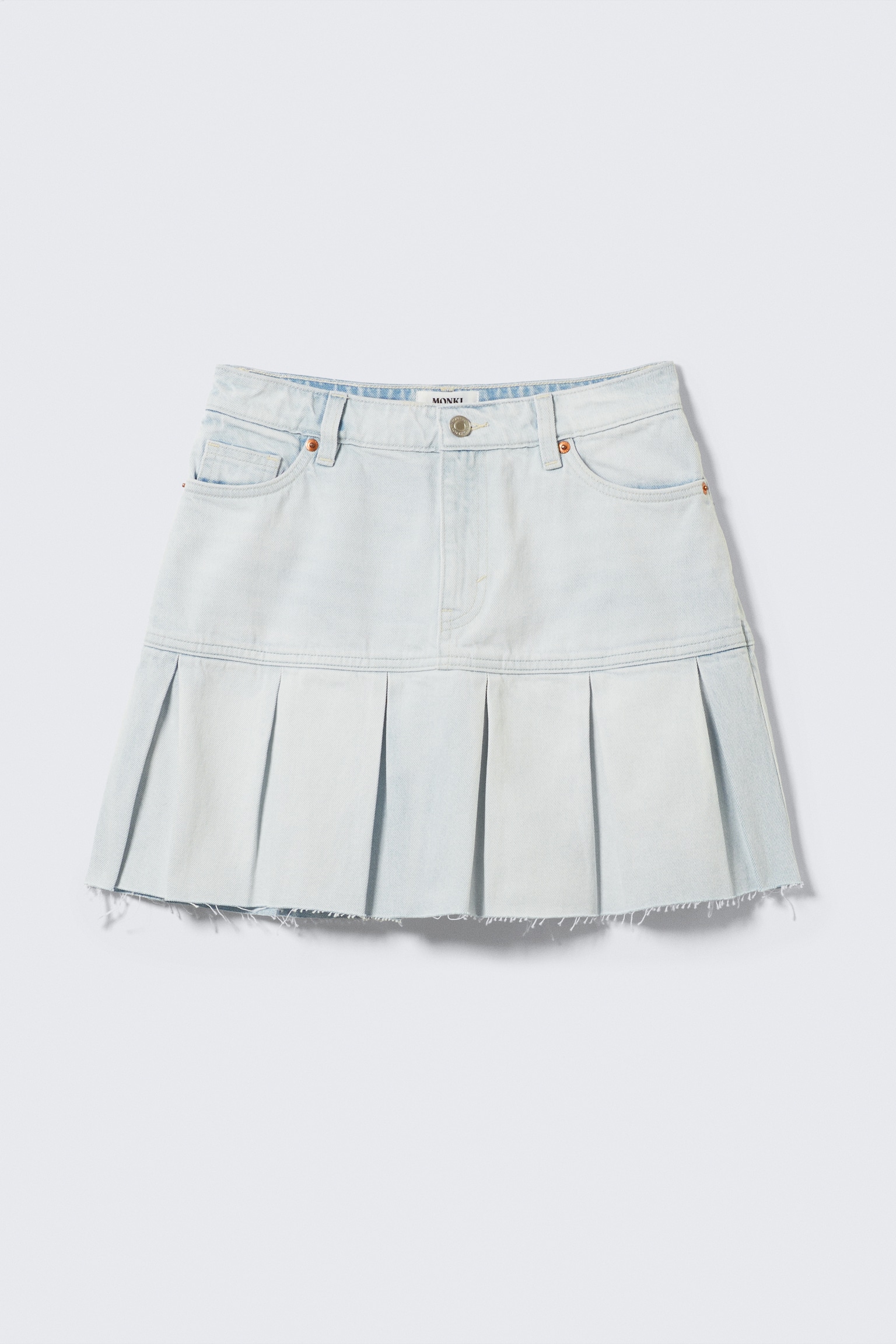 Pleated Mini Denim Skirt - Fluid Blue - Light Blue/Fresh Blue - Light Blue - 2