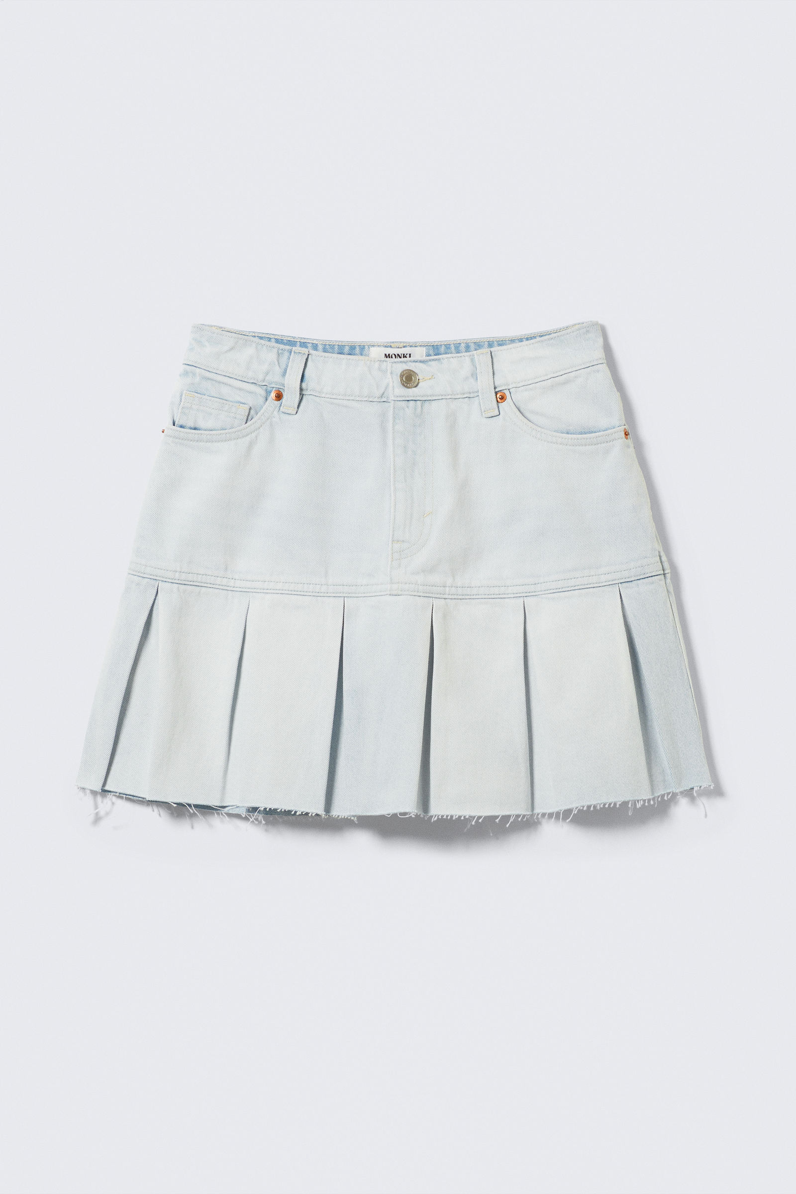 Pleated Mini Denim Skirt