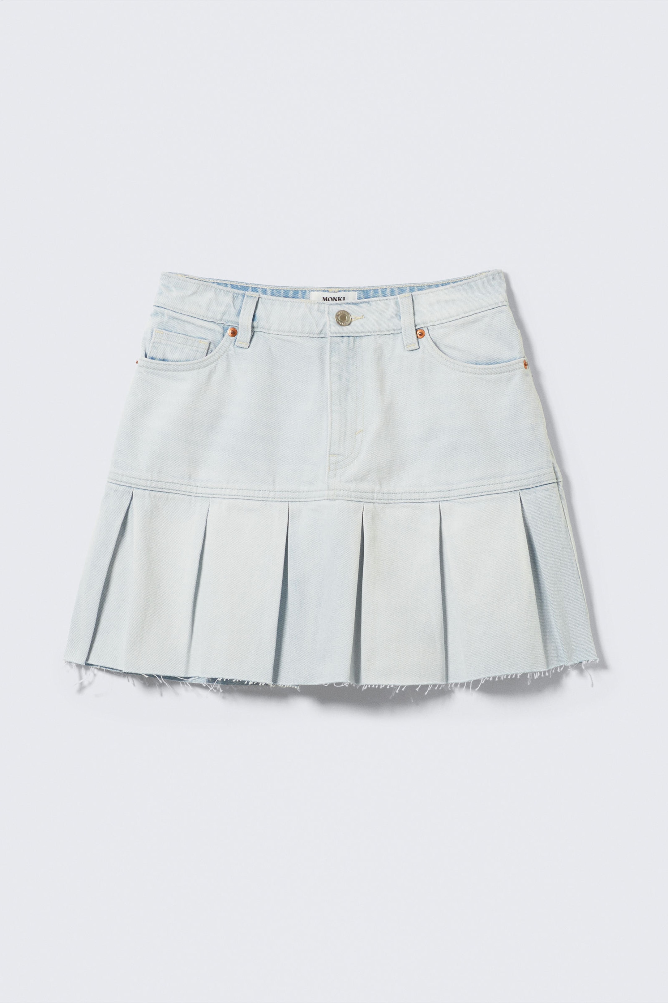 Fluid Blue - Light Blue - Pleated Mini Denim Skirt - 4