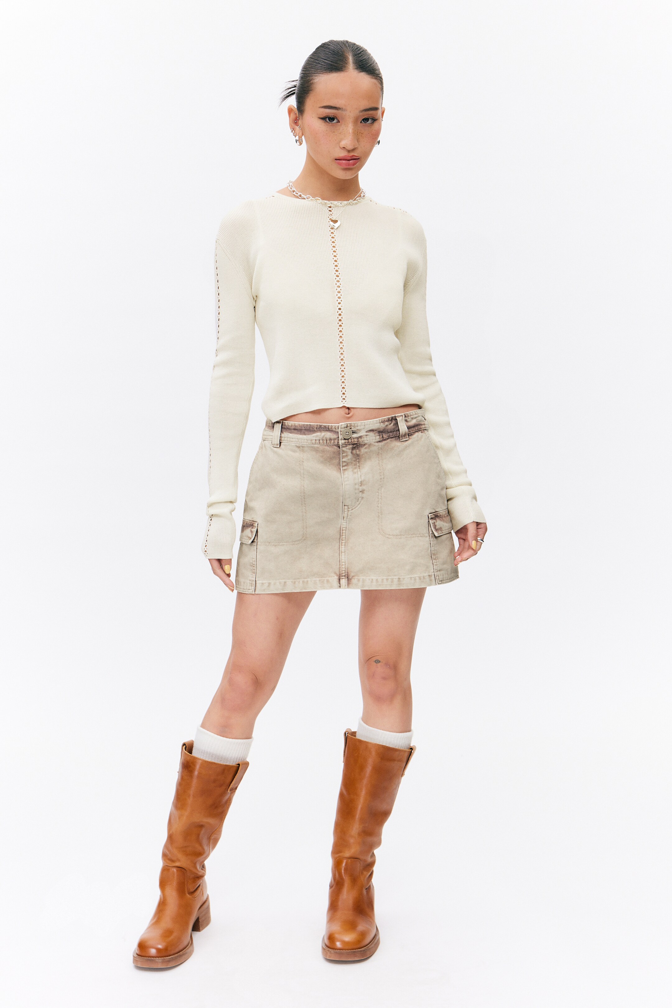Ver imagem maior: Camisola de mangas compridas com recortes - Branco - SENHORA | H&M PT 1
