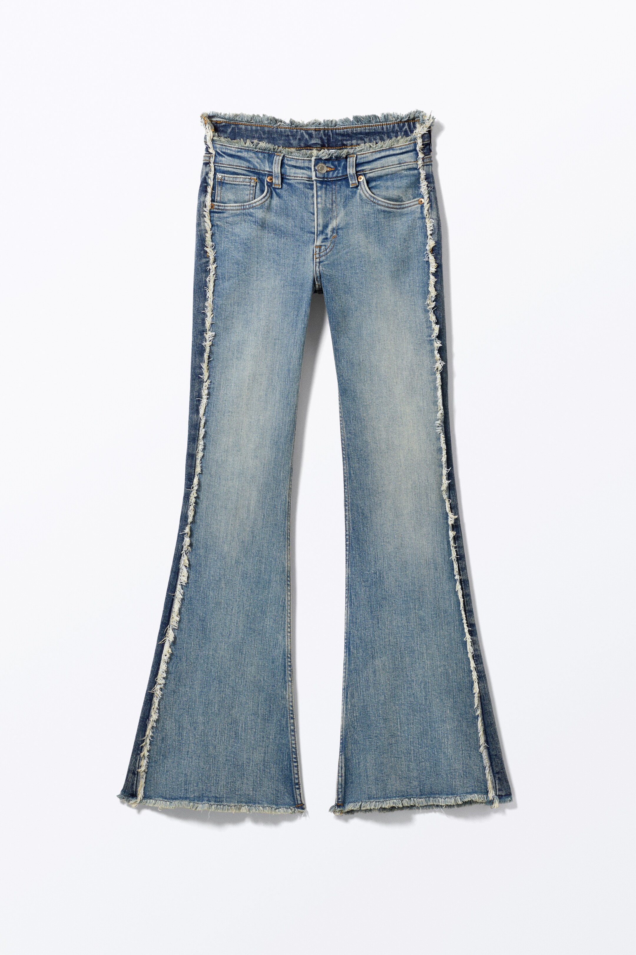 Grotere afbeelding bekijken: Katsumi uitlopende patchwork jeans met lage taille - Blauw patchwork - DAMES | H&M NL 6