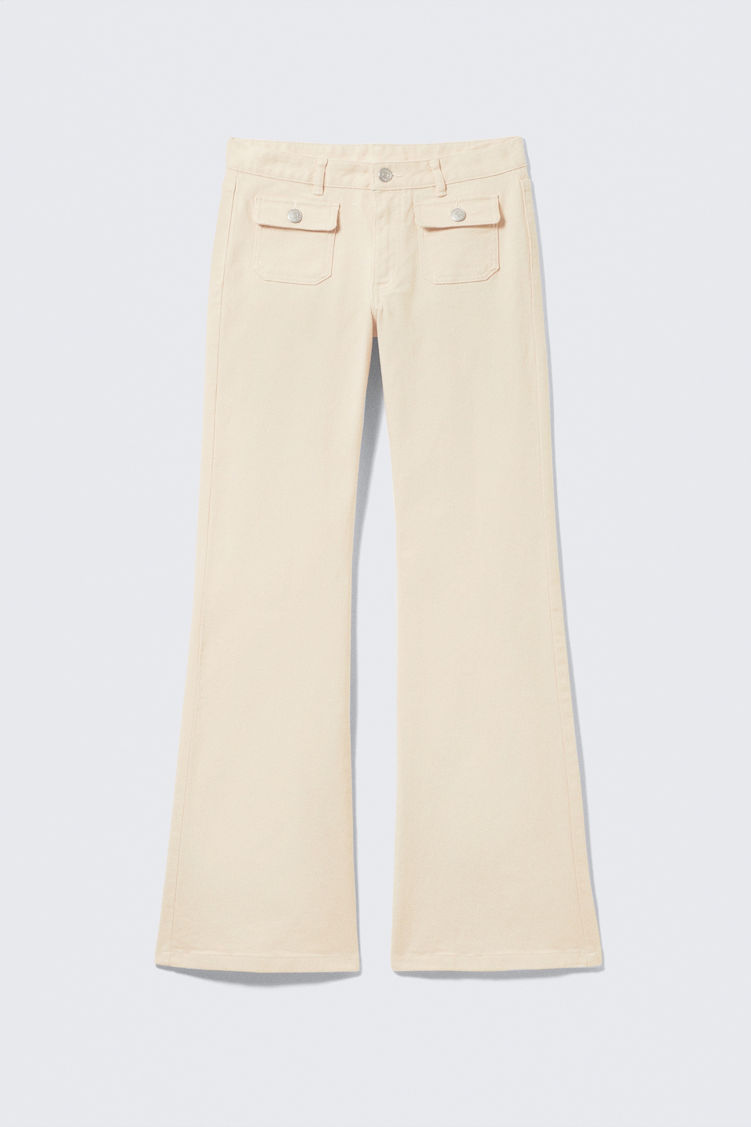 Calças de sarja de cintura descida Bootcut - Bege claro/Preto/Verde caqui/Castanho escuro - 2