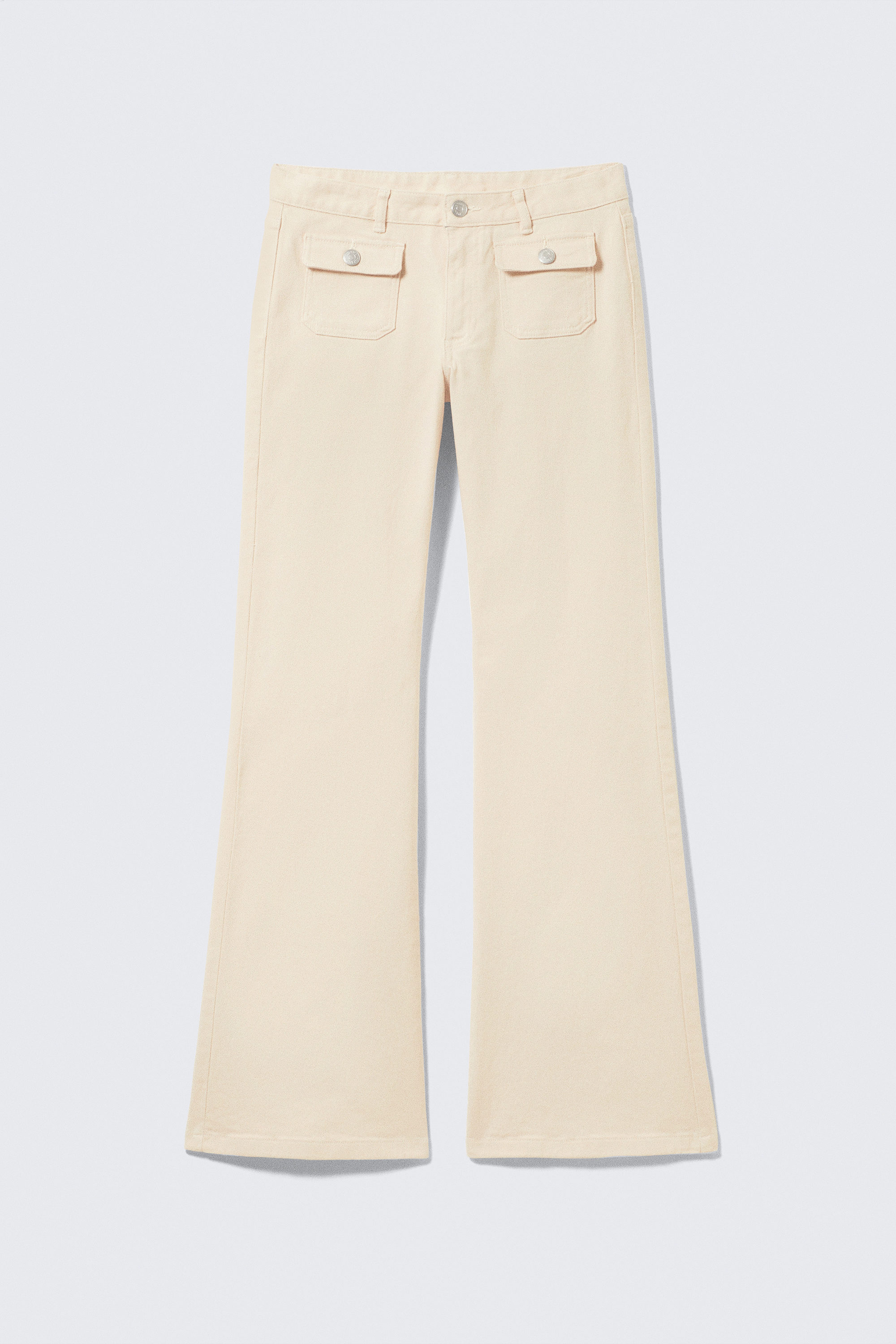 Light Beige - Low Waisted Bootcut Twill Trousers - 4