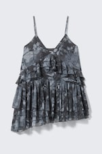 Dark Grey - Baroque Collage - Layered Ruffled Mini Cami Dress - 4