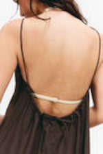 Dunkelbraun - Abgestuftes Maxikleid aus Baumwollpopeline - 3