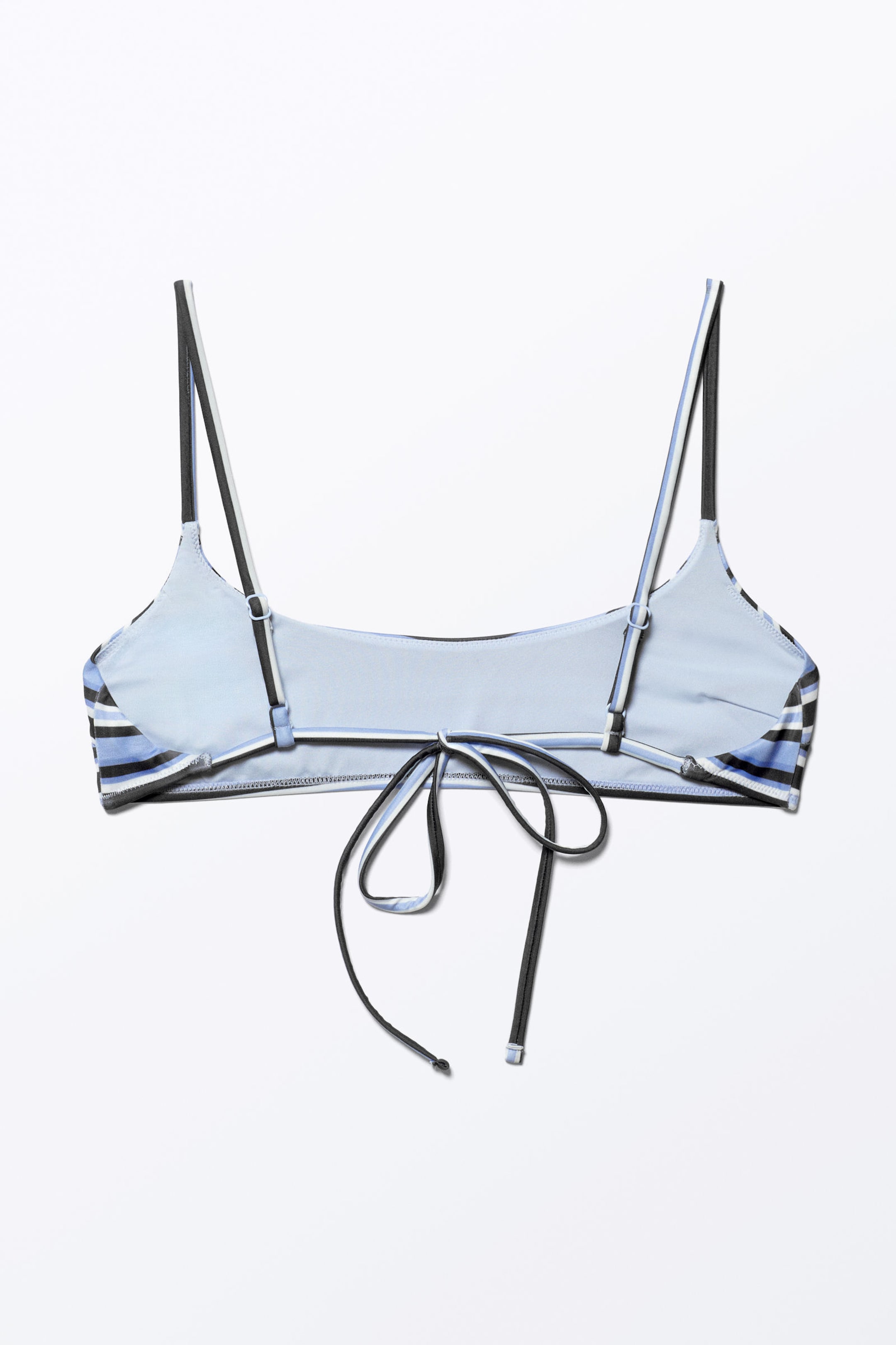 Blau gestreift - Bikinioberteil mit tiefem Ausschnitt - 4
