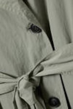 Khaki Green - Oversized Belted Nylon Trench Coat - 6