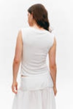 White - Super soft sleeveless boatneck top - 2